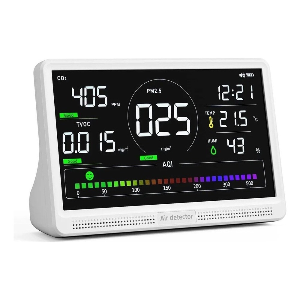 Fil-Fresh 16-in-1 Air Quality Monitor 7" Display CO2 PM2.5β HCHO TVOC AQI White
